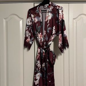 Burgundy floral robe